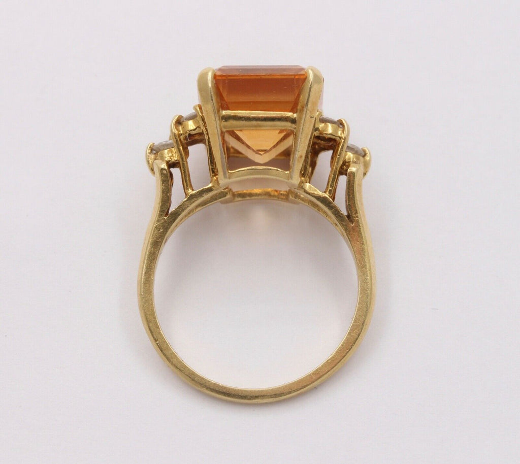 Vintage Citrine Diamonds  14K Yellow Gold Cocktail Ring