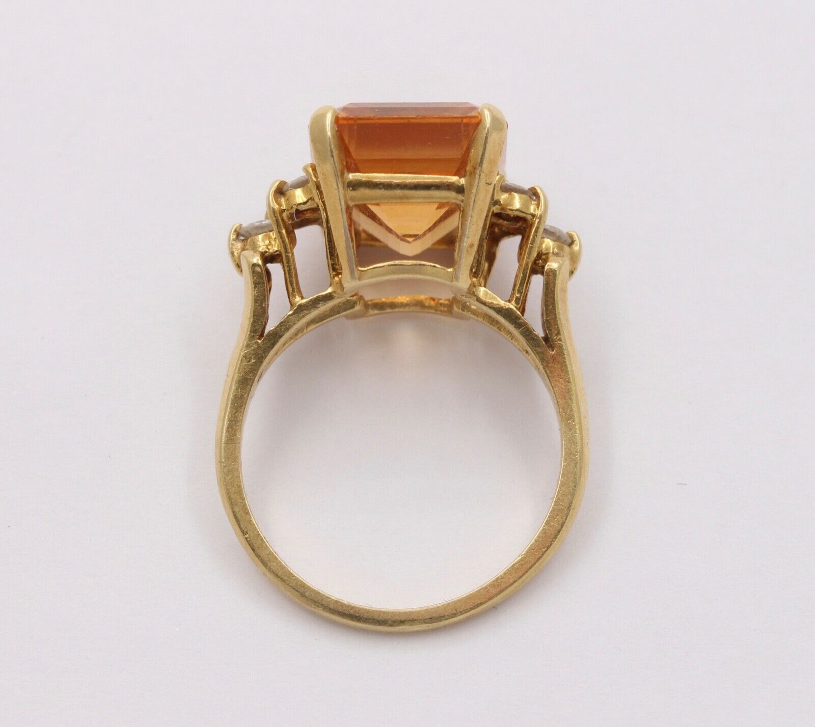Vintage Citrine Diamonds  14K Yellow Gold Cocktail Ring