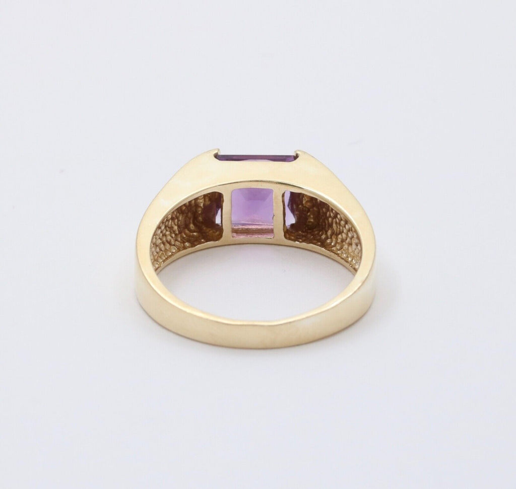 Vintage 14K Yellow Gold Amethyst Tank Ring, Ring Band