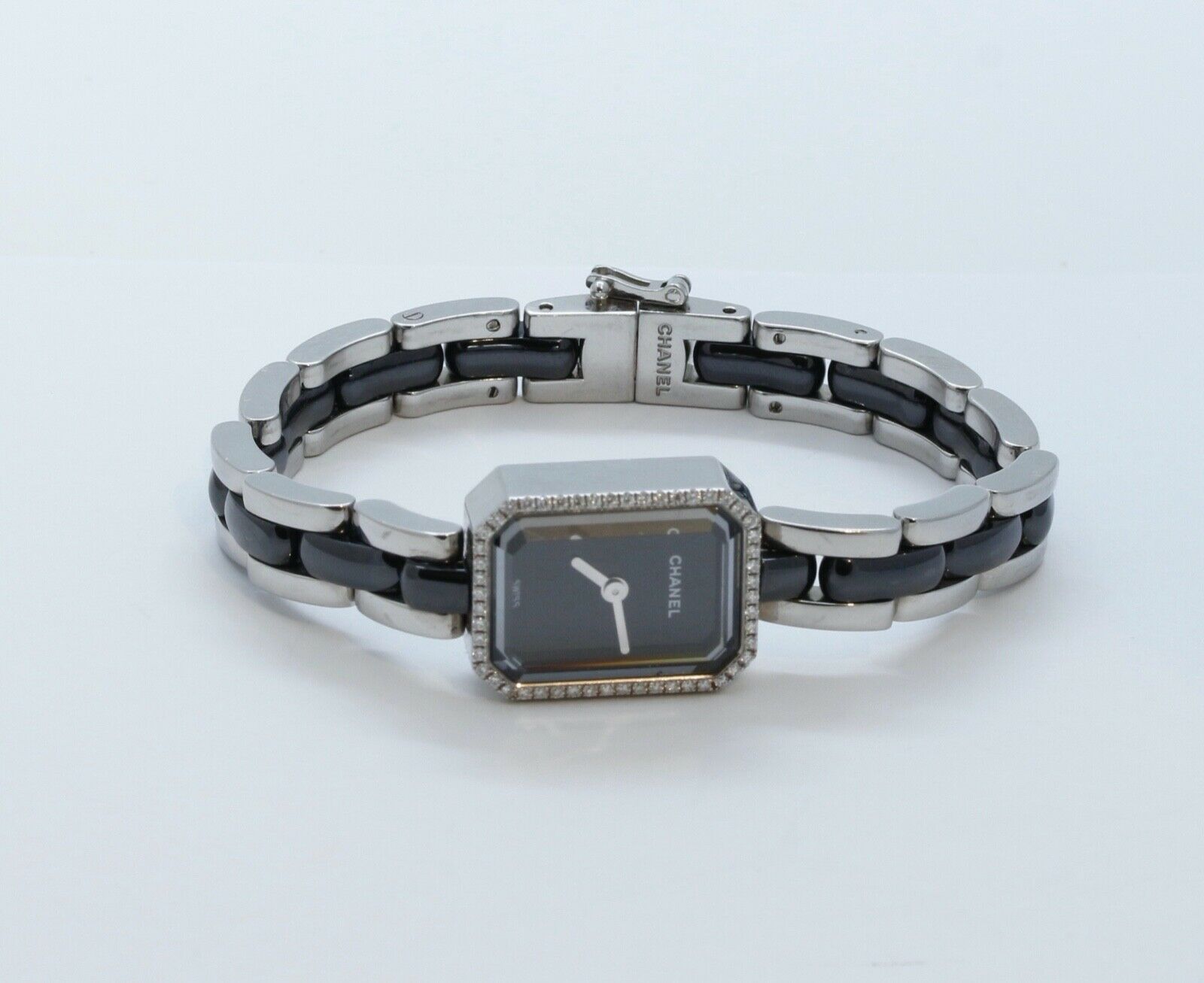 Chanel Premiere Mini Watch H2163 Diamonds Steel Black Ceramic