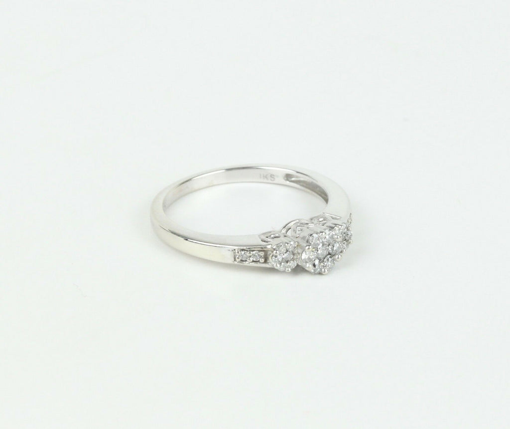Vintage Ladies Diamonds 10K White Gold Engagement Ring