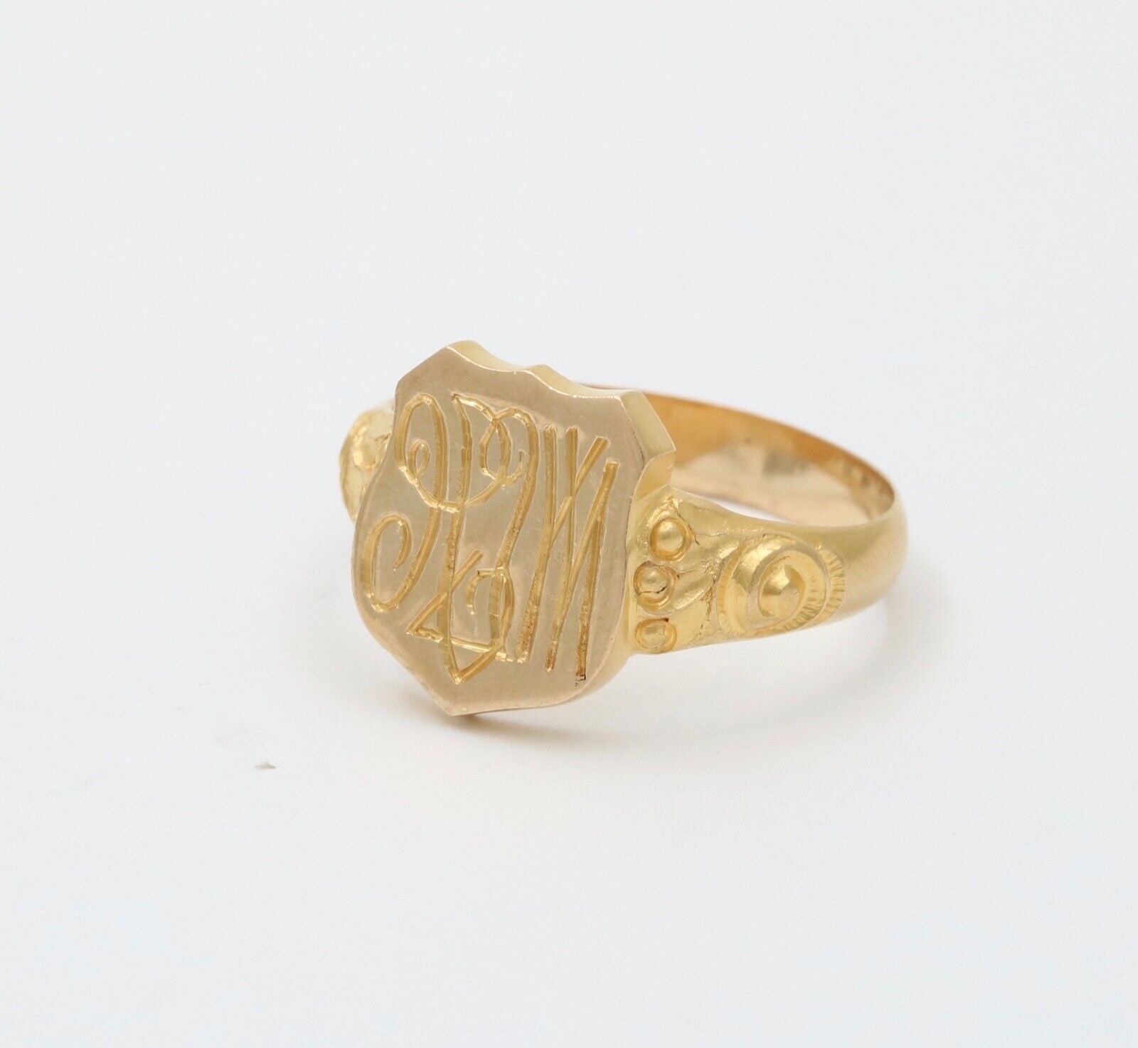 Antique Art Deco 14K Gold Shield Signet Ring, Ring Band