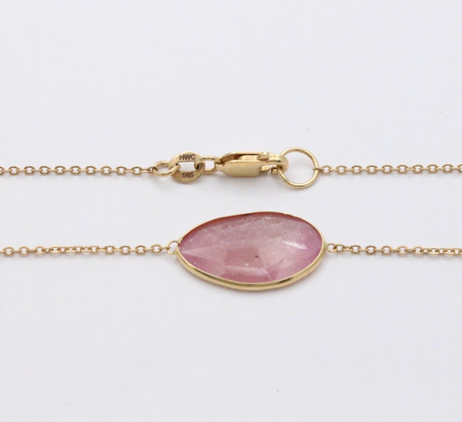 Vintage Red and White Rutelated Quartz 14K Yellow Gold Necklace