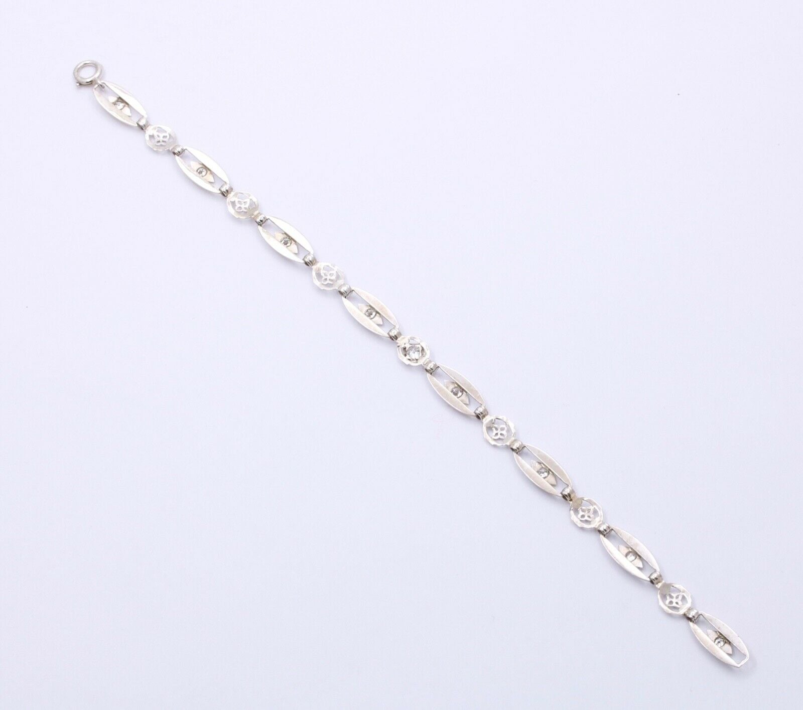 Art Deco Old Euro Diamonds 14K White Gold Bracelet