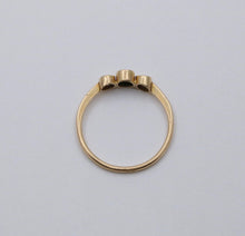 Load image into Gallery viewer, Vintage 14K Yellow Gold Three Stone Sapphire And Paste Ring. Band
