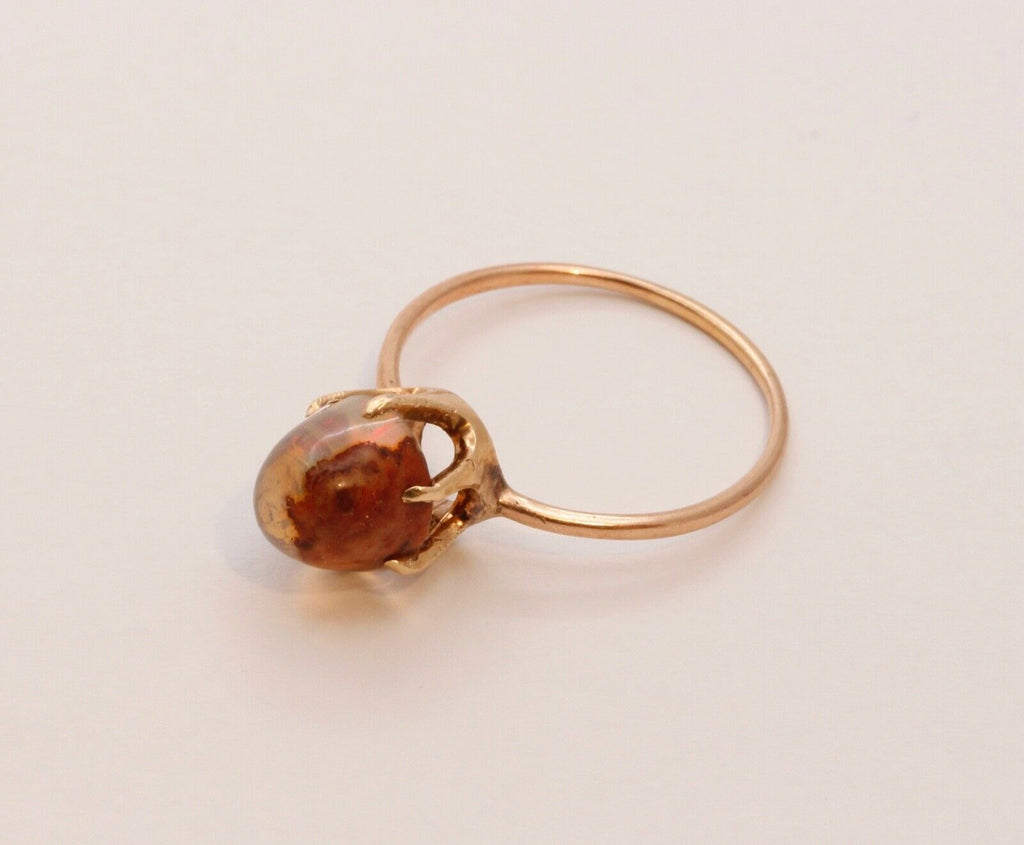 Unique Vintage Banded Agate 14K Yellow Gold Ring