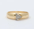 Vintage Geometric Triangle Diamonds 14K Yellow Gold Ring