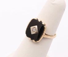 Load image into Gallery viewer, Art Deco Diamond Onyx 14K Yellow White Gold Unisex Ring
