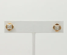 Load image into Gallery viewer, Antique Victorian 14K Yellow &amp; White Gold Old Mine Cut Diamonds Studs Earrings
