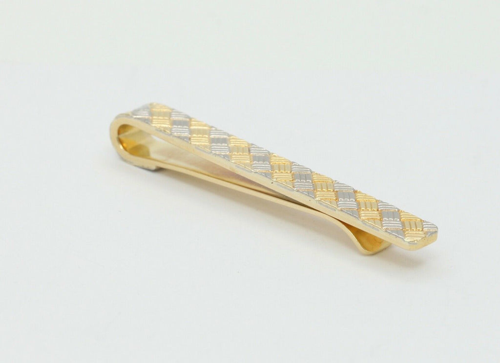 Vintage Tiffany and Co. Diagonally Checkered 18K Yellow White Gold Money Clip