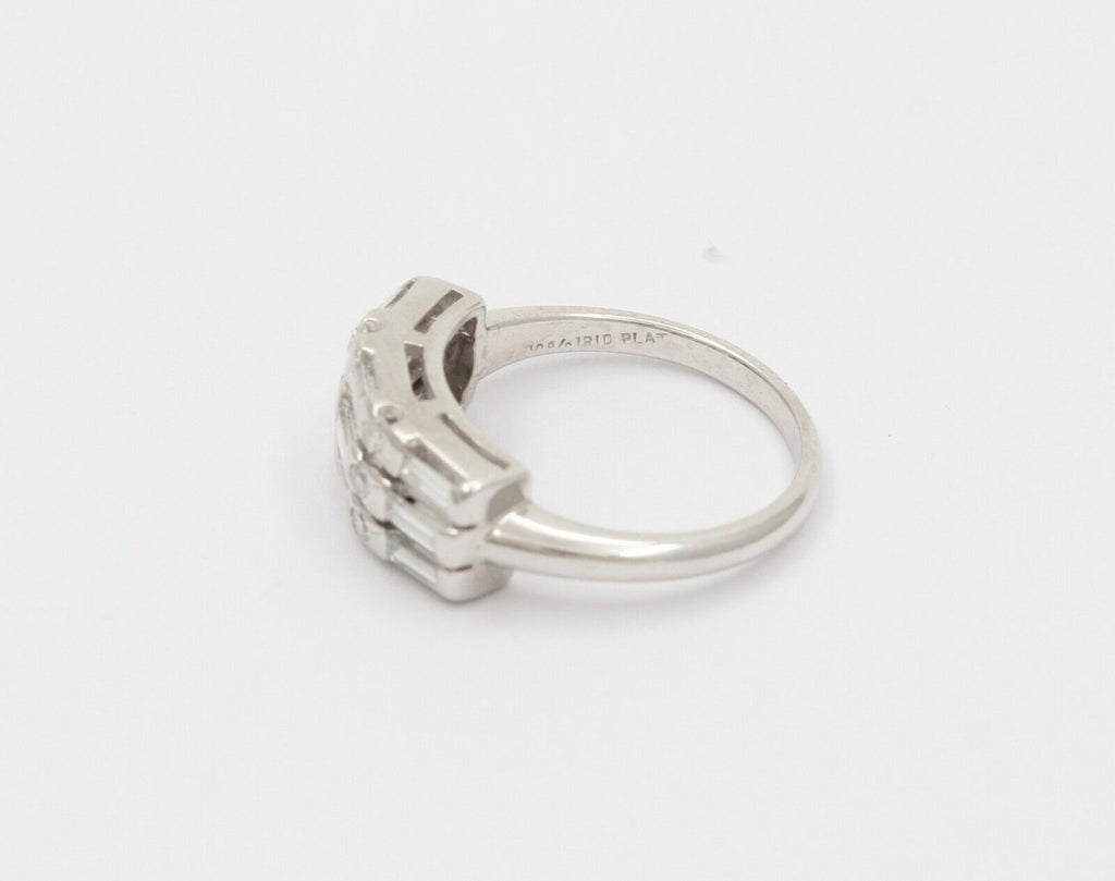Vintage Baguette Round Platinum Wedding Band