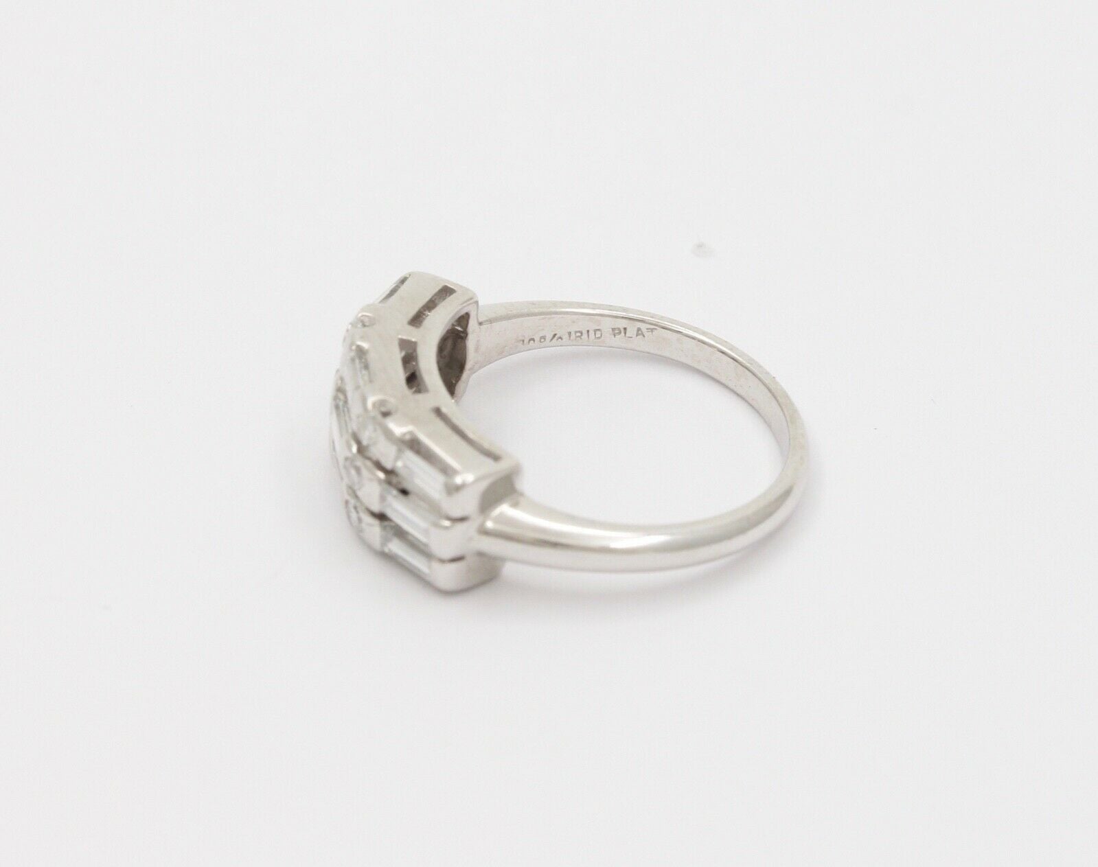 Vintage Baguette Round Platinum Wedding Band