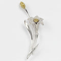 Vintage 18K White Gold Elegant Lily Flower Diamonds Brooch Pin