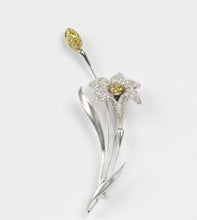 Load image into Gallery viewer, Vintage Elegant Flower 18K White Gold White and Yellow Diamonds Brooch Pin
