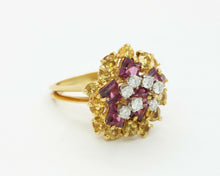 Load image into Gallery viewer, Vintage 18K Yellow Gold La Triomphe Diamond Yellow Sapphire Garnet Cocktail Ring
