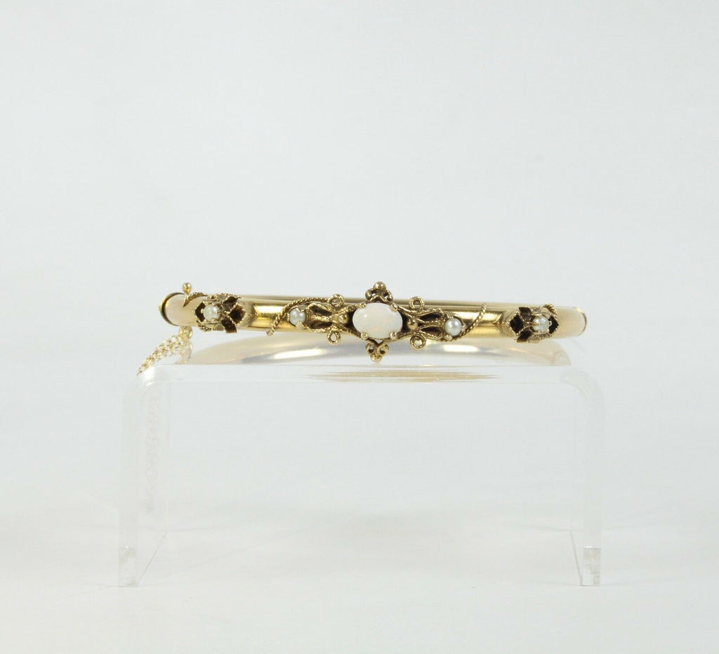 Victorian 14K Yellow Gold Opal Bangle
