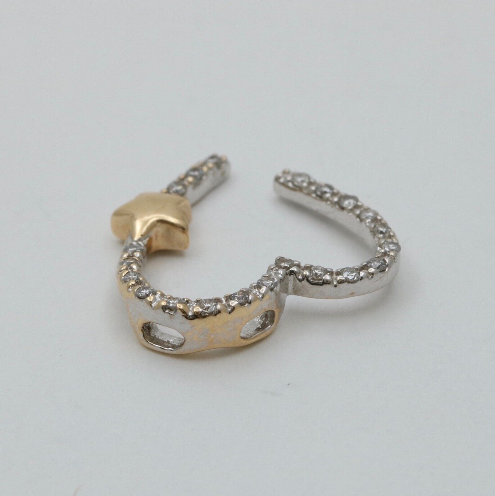 Vintage Heart on a Star Diamonds 14K White Yellow Gold Pendant