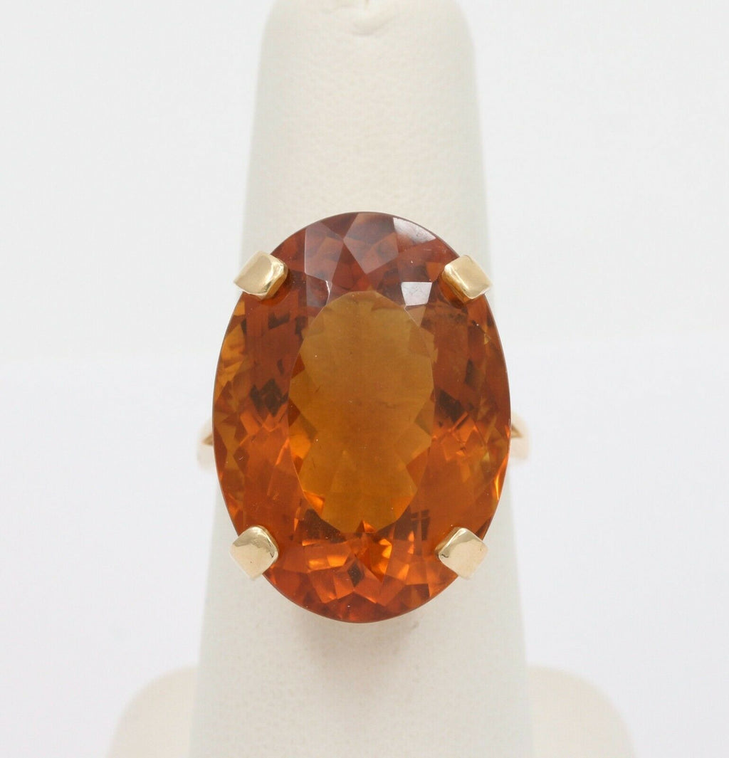 Large Vintage 14K Yellow Gold Citrine Statement Ring