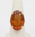 Large Vintage 14K Yellow Gold Citrine Statement Ring