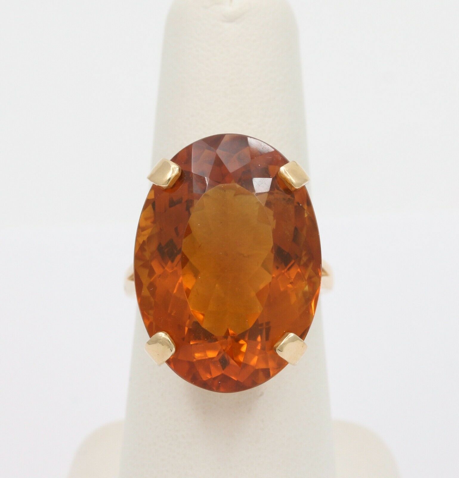 Large Vintage 14K Yellow Gold Citrine Statement Ring
