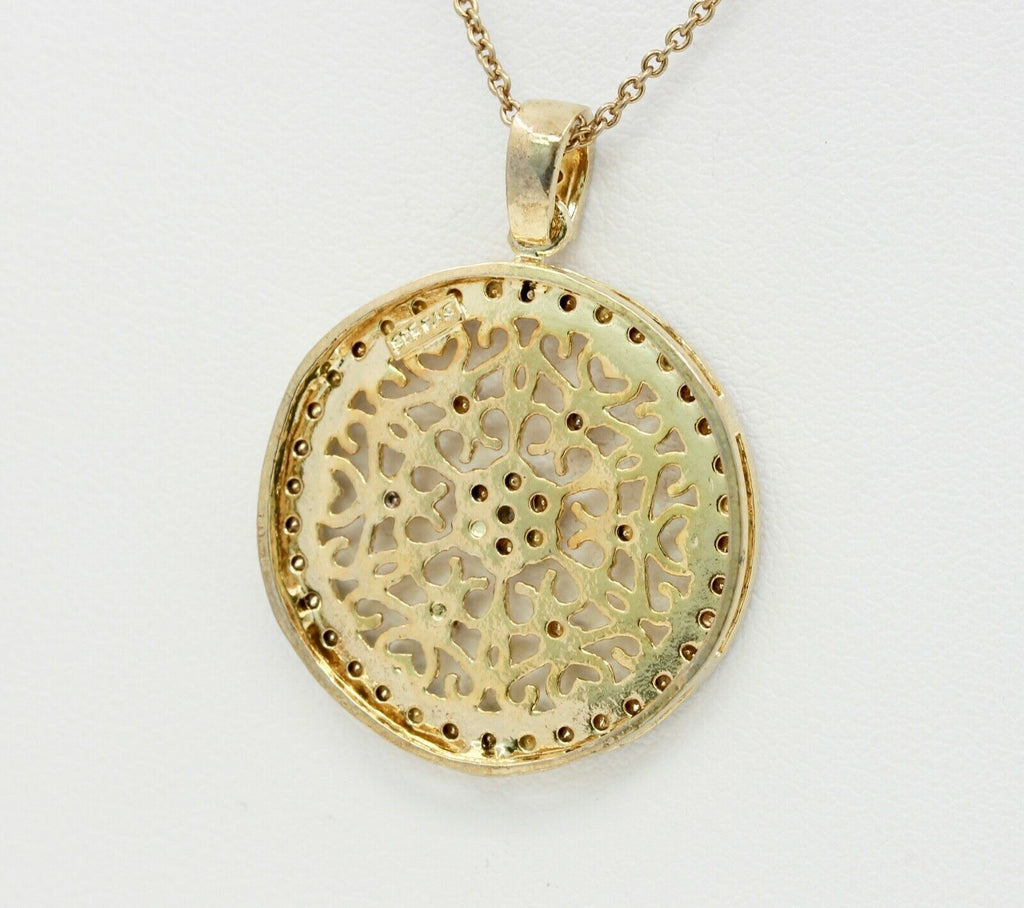 Art Deco 925 Sterling Silver Gold Dipped Pendant and Chain