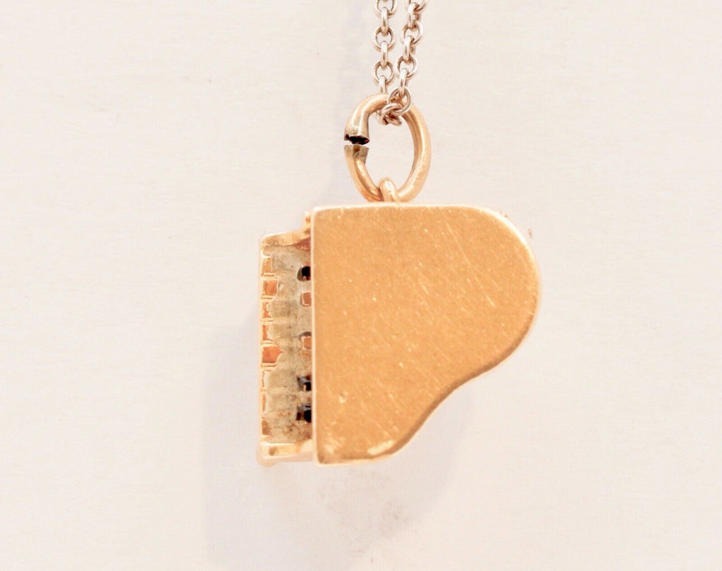 Vintage 14K Yellow Gold Movable Piano Enamel Pendant Charm