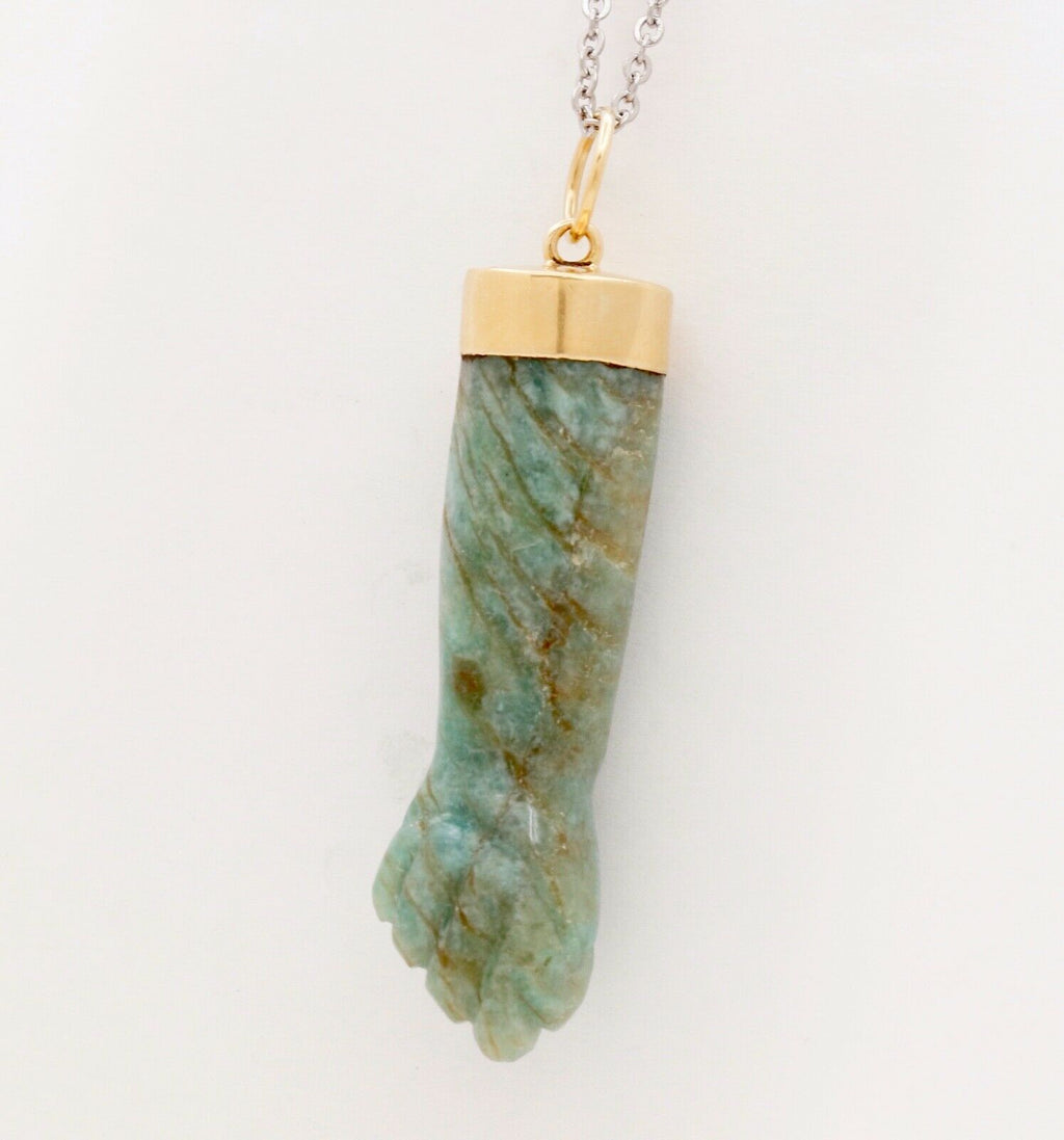 Vintage Jade 18K Yellow Gold Figa Pendant Charm