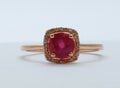 Lovely Ruby Diamonds 14K Rose Gold Halo Cocktail Ring