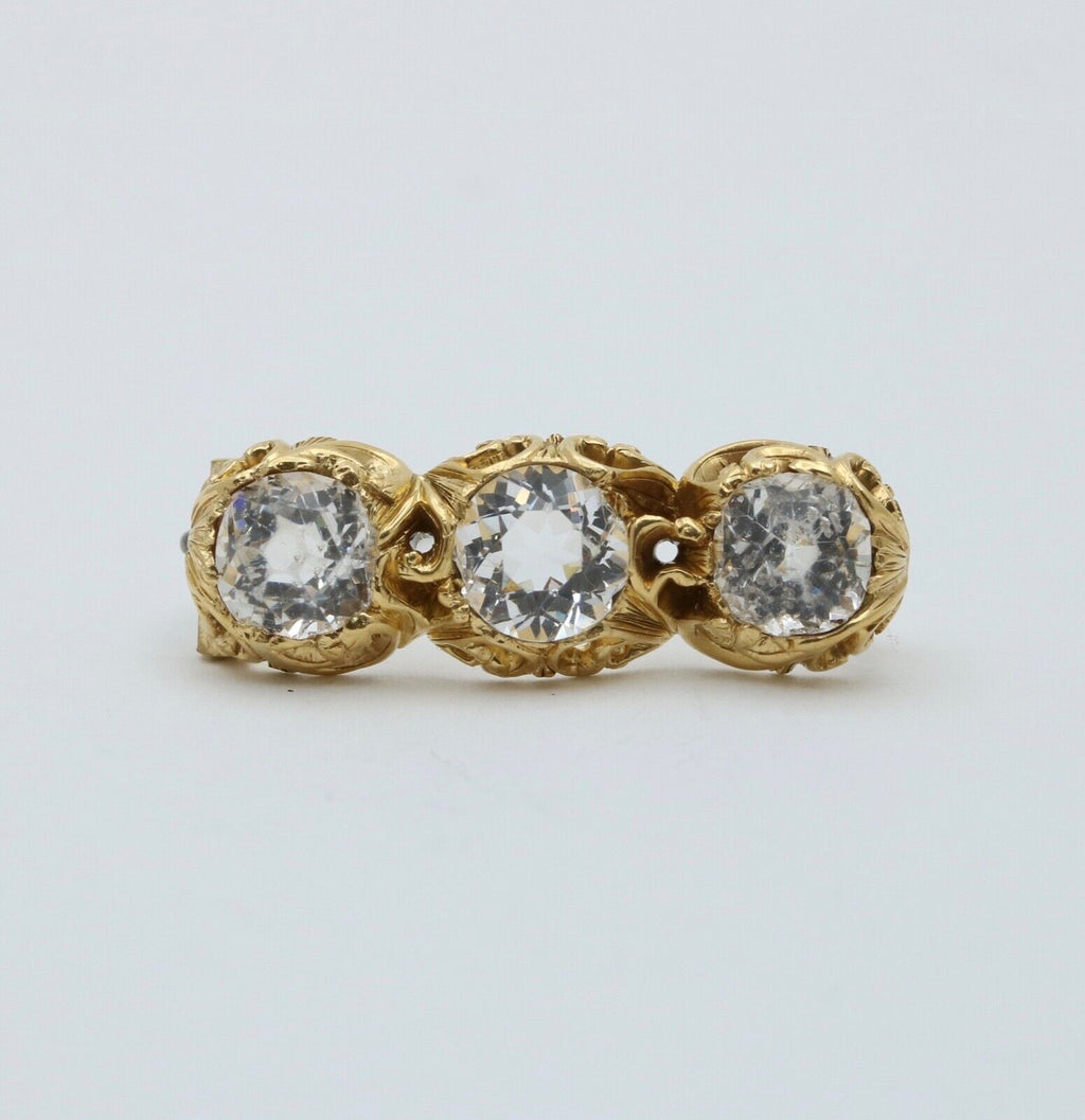 Antique 14K Yellow Gold Three Paste Bar Pin
