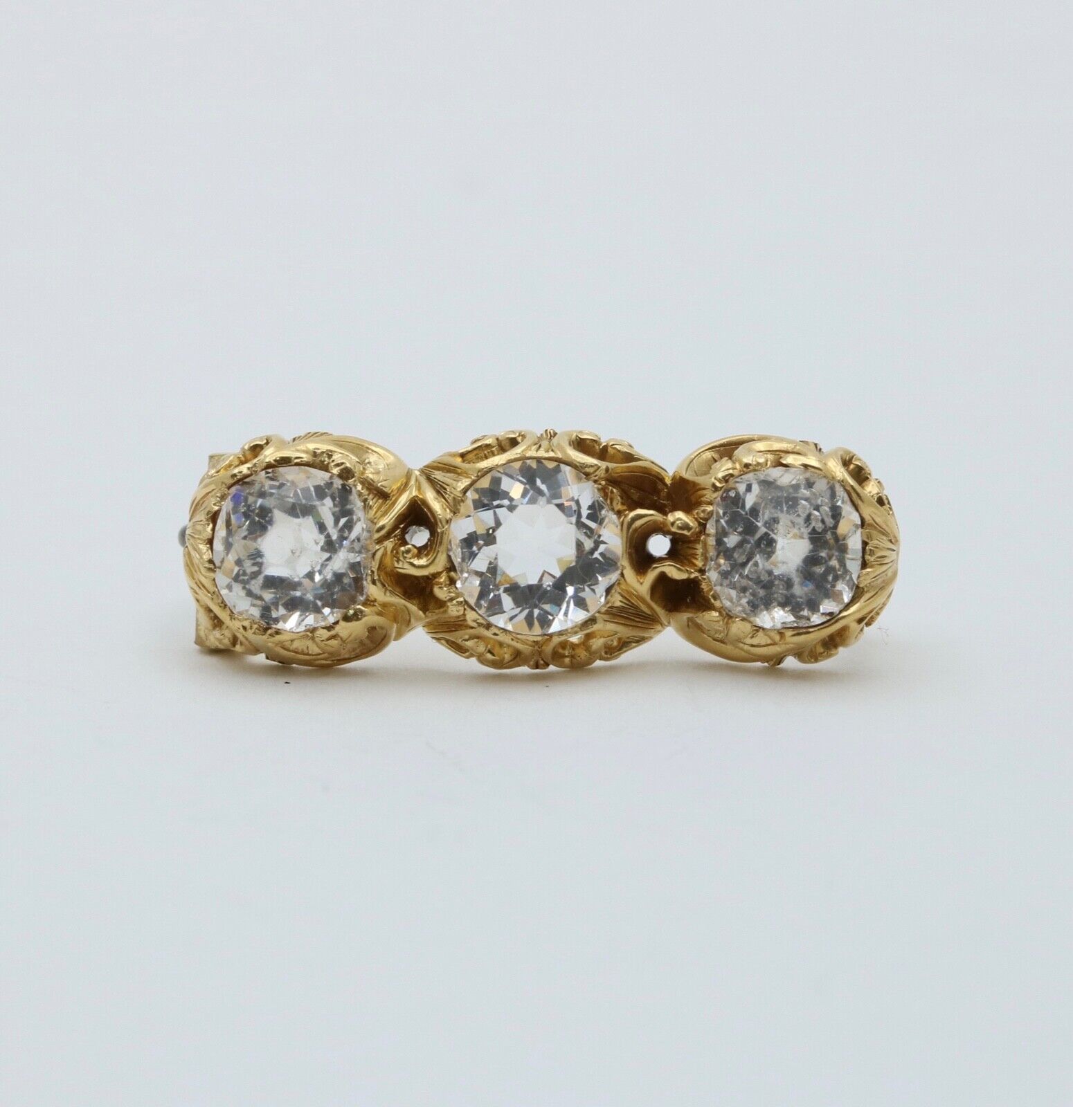 Antique 14K Yellow Gold Three Paste Bar Pin