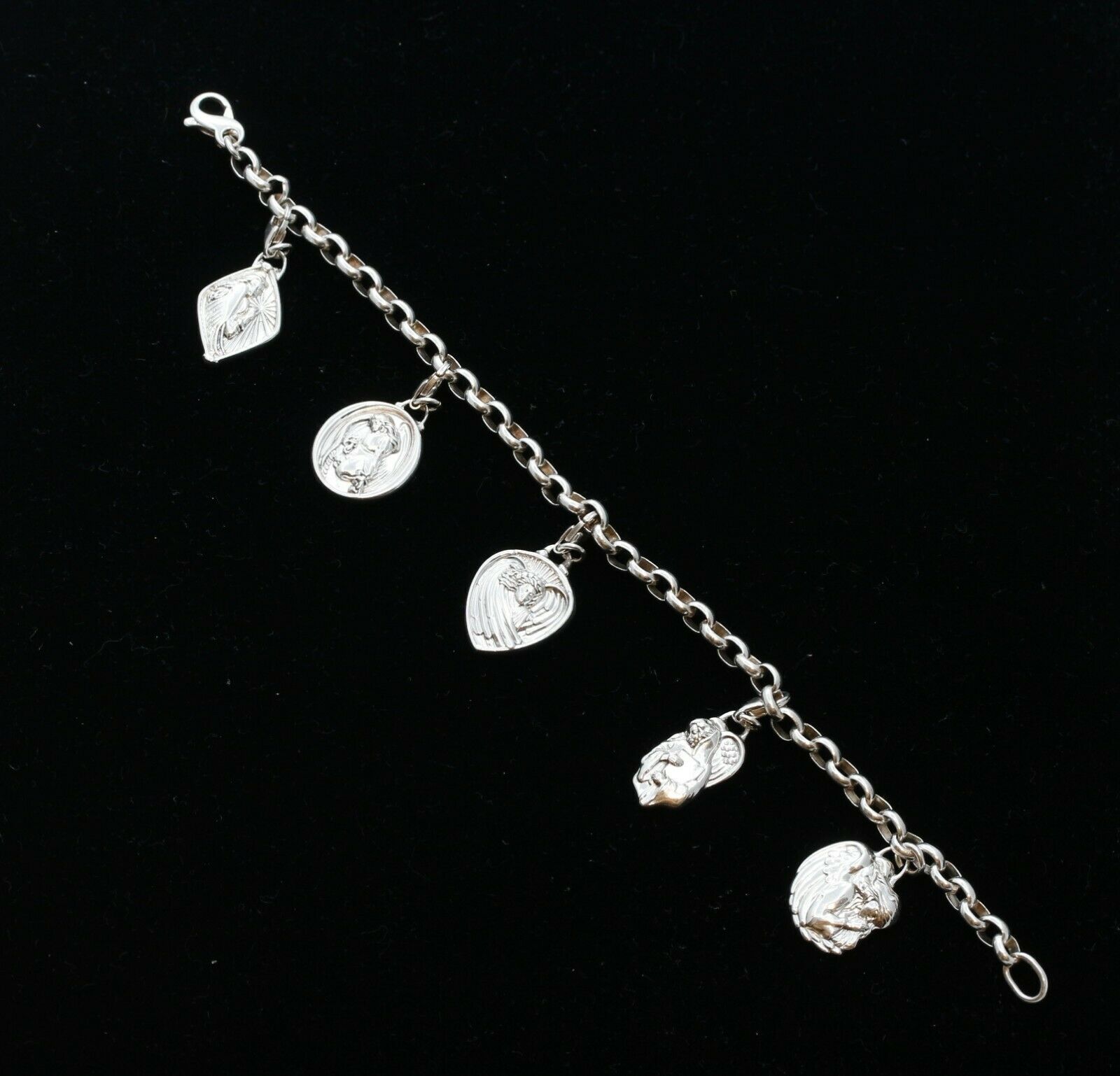 Vintage Sterling Silver Religious Charm Bracelet