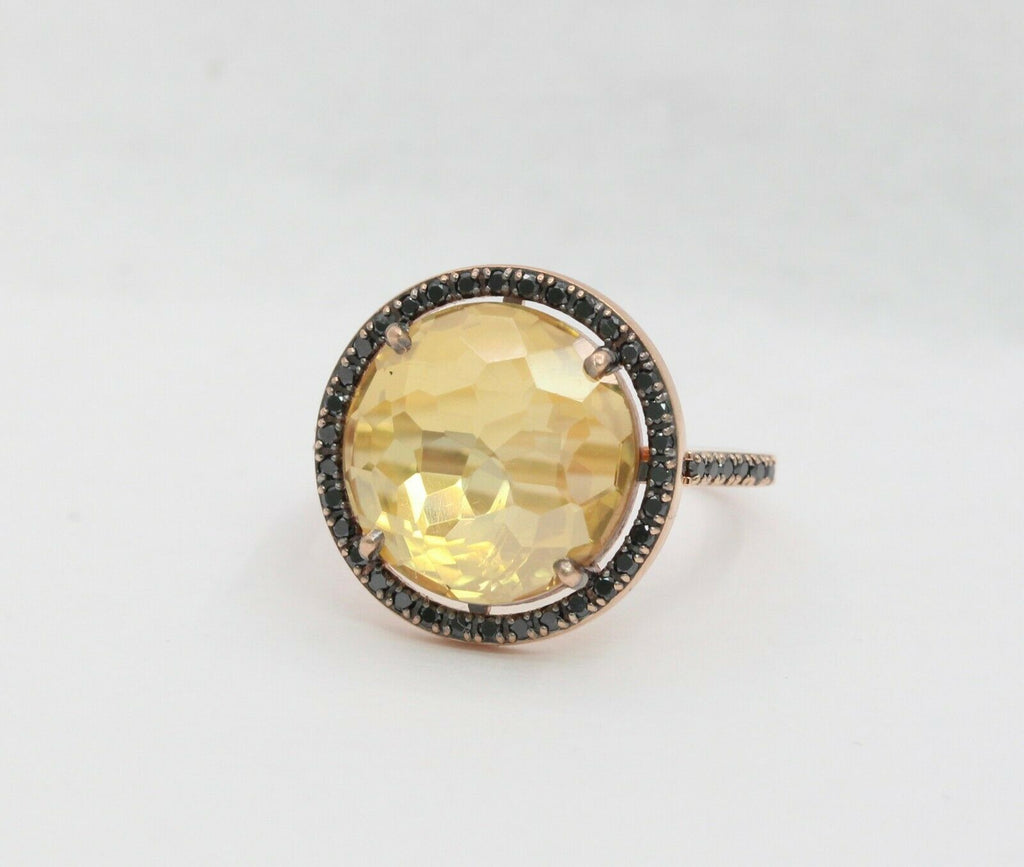 Vintage 14K Rose Gold Rose Citrine Sapphire Ring