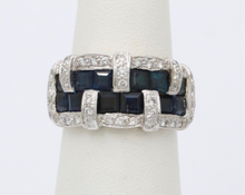 Load image into Gallery viewer, Vintage 18K White Gold Sapphire &amp; Diamond Ring
