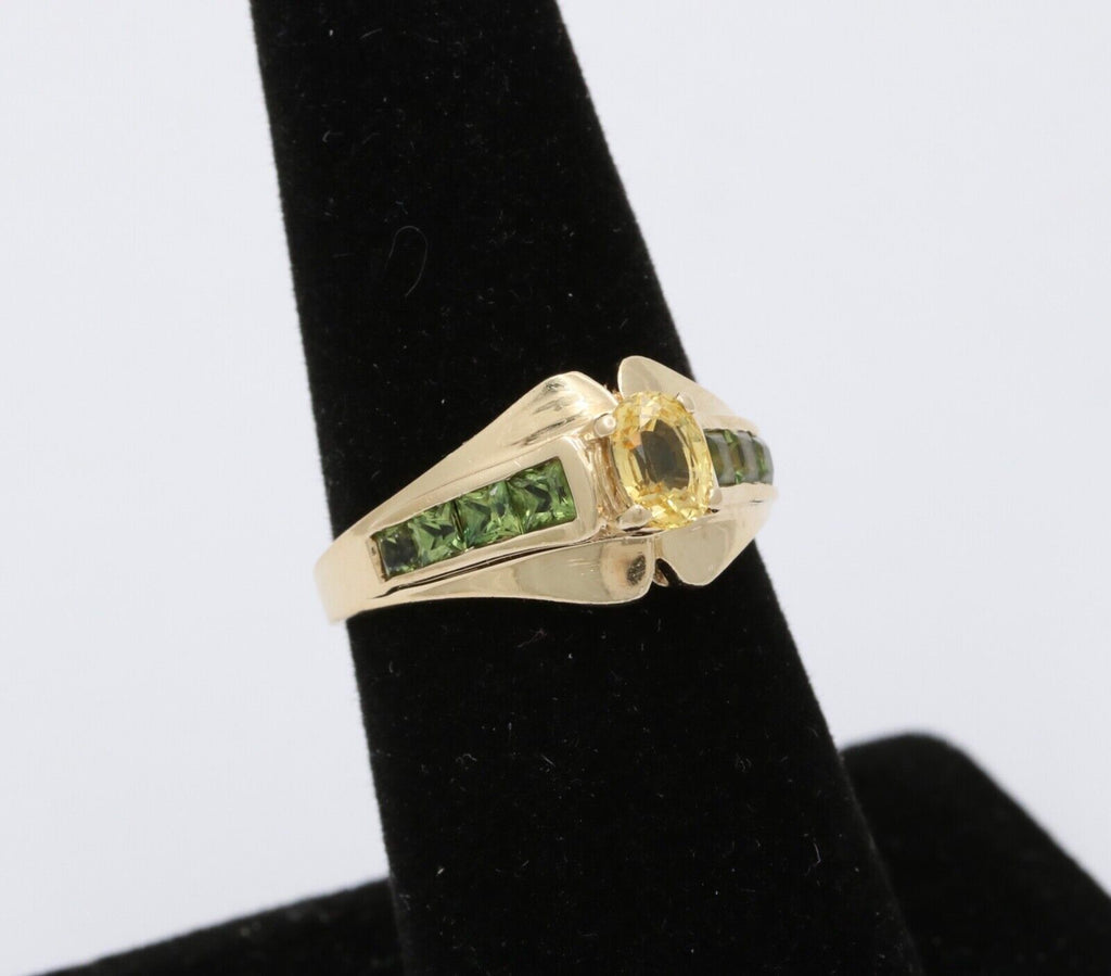 Vintage Citrine & Peridot 14K Yellow Gold Ring Band.