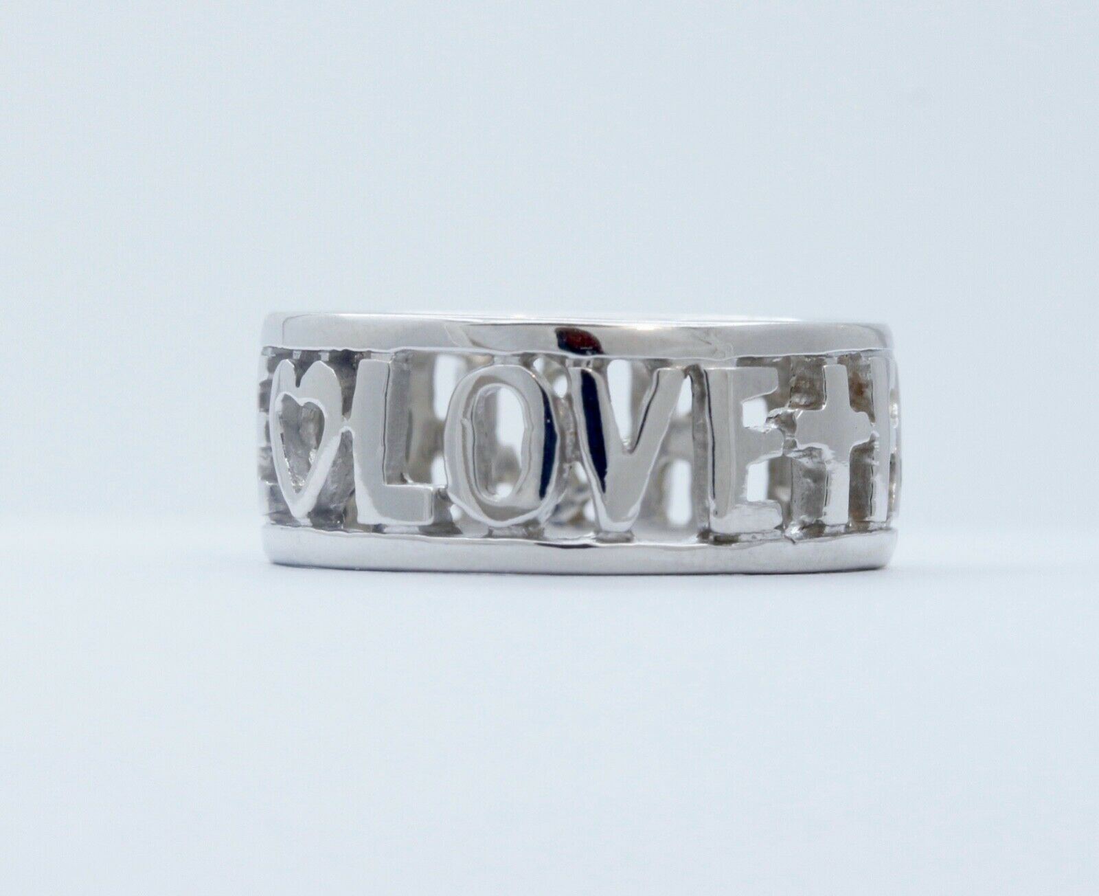 Vintage Love Hope Faith 14K White Gold Ring