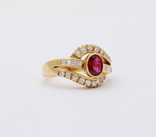 Load image into Gallery viewer, Vintage 18K Yellow Gold Ruby &amp; Diamond Ring, Engagement Ring
