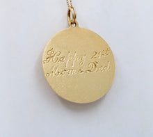 Load image into Gallery viewer, Vintage 14K Yellow Gold Happy Birthday Pendant Rubies Enamel
