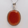 Huge Vintage Sterling Silver Goldstone Pendant
