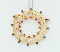 Wreath Brooch Pendant 18K Yellow Gold Diamonds Rubies Sapphires