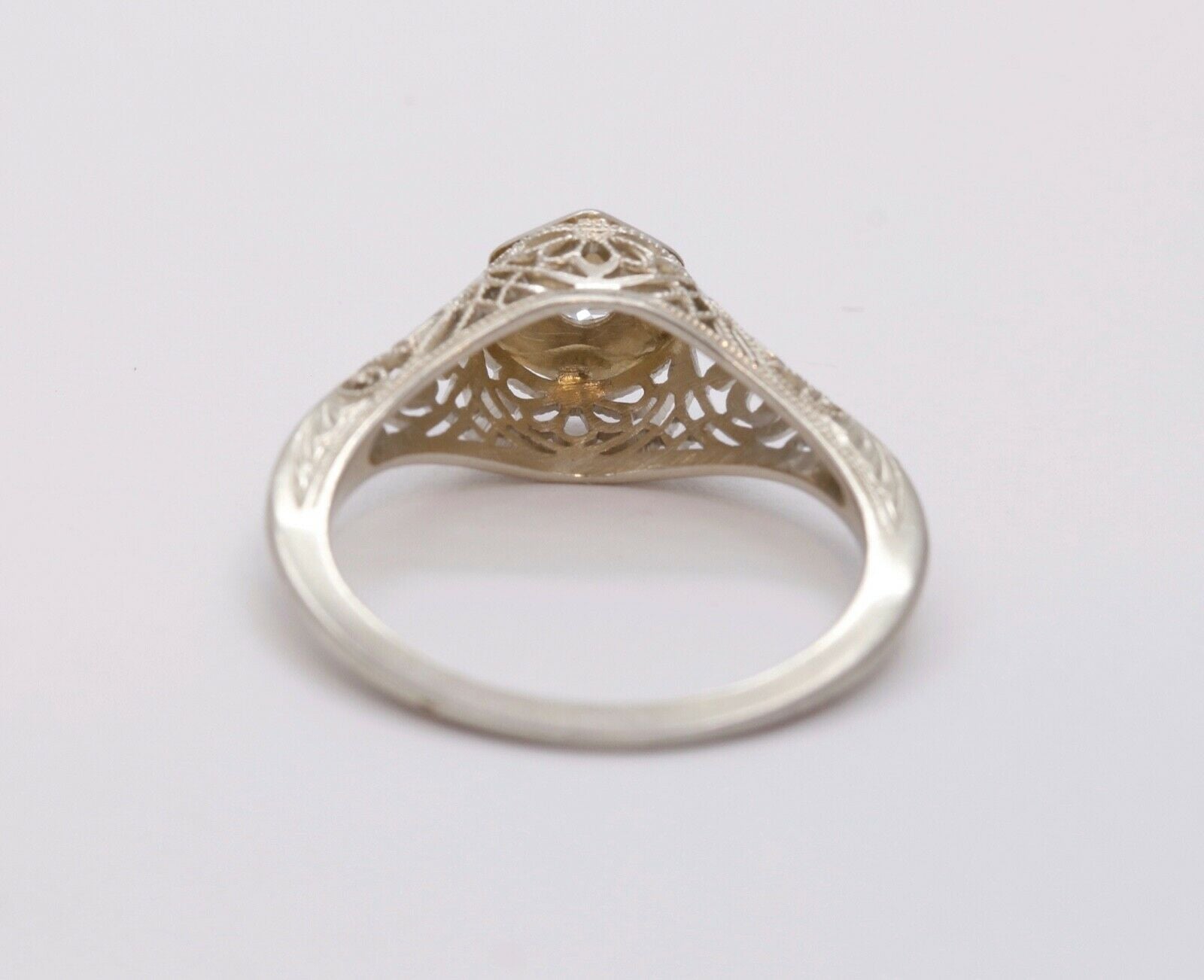 Art Deco Ladies Geometric Diamond 18K White Gold Ring