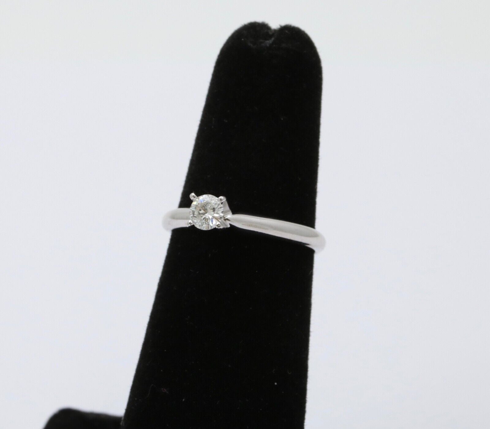 Vintage Solitaire Diamond 14K White Gold Engagement Ring