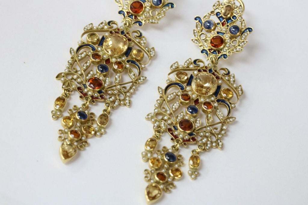 Vintage Percossi Papi MultiStone 18K 925 Opera Earrings
