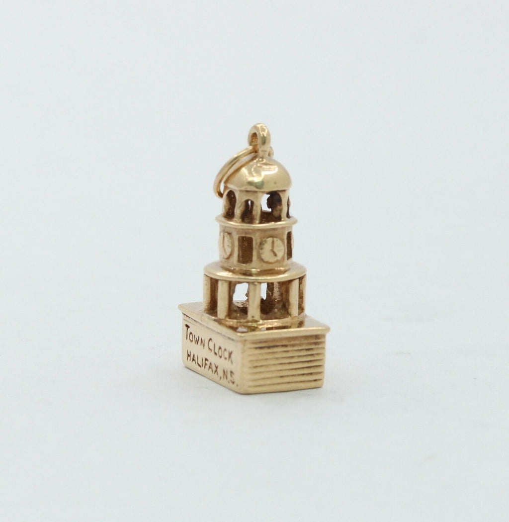 Vintage 10K Yellow Gold Town Clock Charm