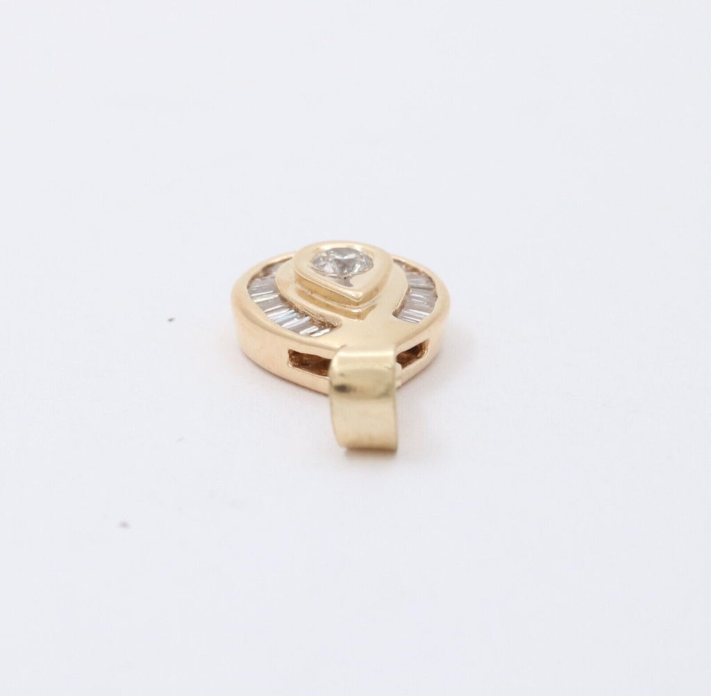 Vintage 14K Yellow Gold Diamond Teardrop Pendant