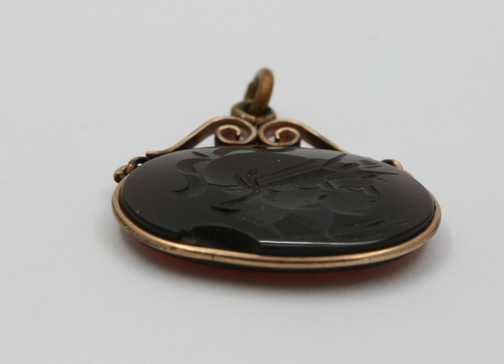Vintage Gold Filled Intaglio Agate Pendent