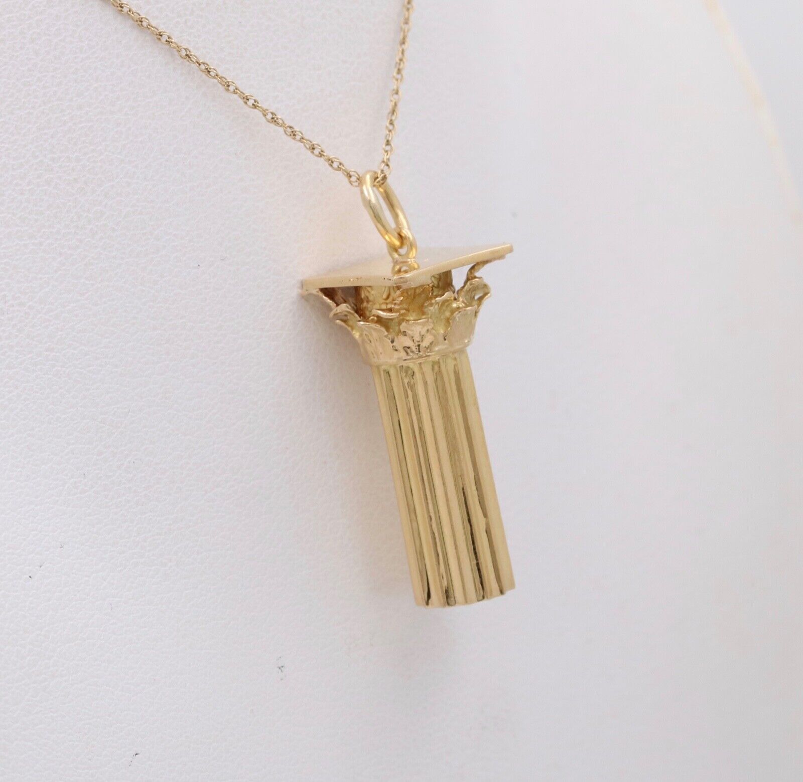 Vintage Greek Corinthian Column 18K Yellow Gold Pendant Charm