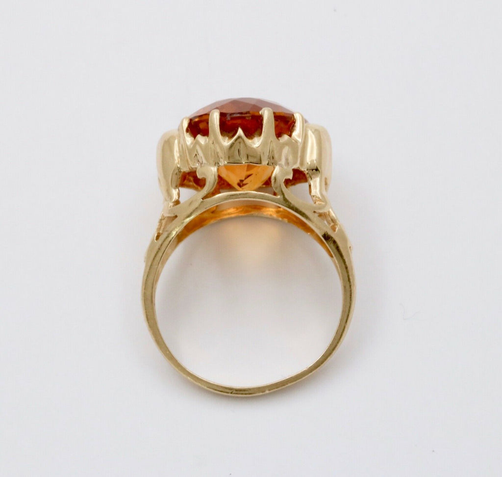 Vintage 10K Yellow Gold Citrine Elephant ring, Statement Ring.