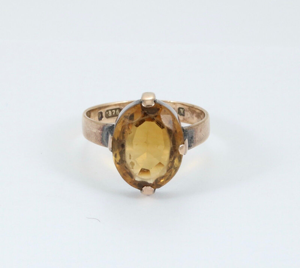 Antique England 9K Gold Gold Citrine Ring. Solitaire Ring.