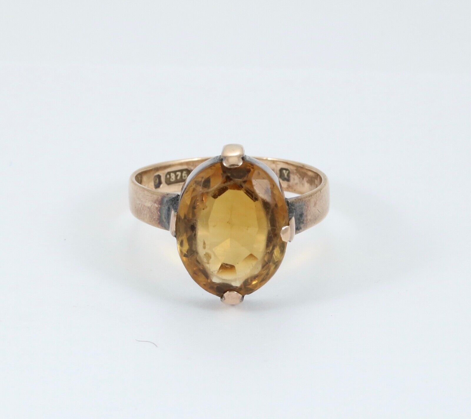 Antique England 9K Gold Gold Citrine Ring. Solitaire Ring.