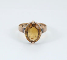 Load image into Gallery viewer, Antique England 9K Gold Gold Citrine Ring. Solitaire Ring.
